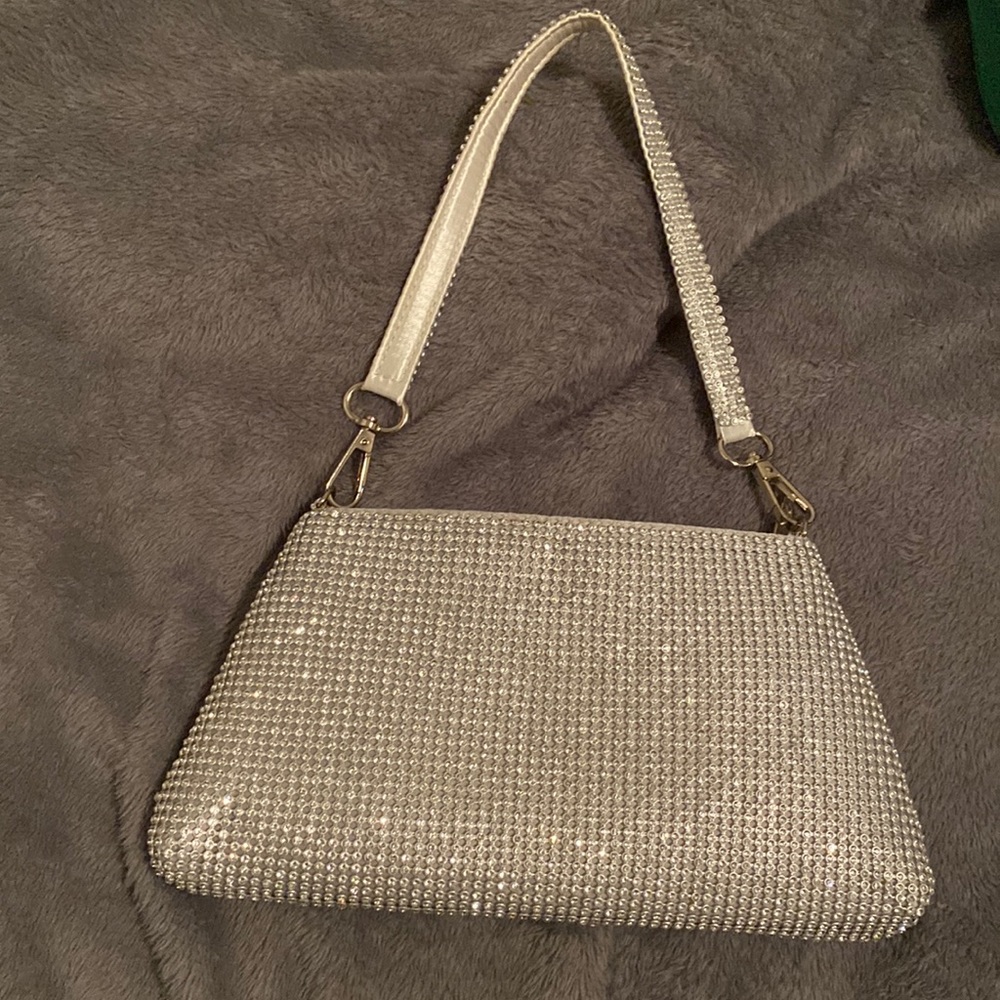 Silver sparkly rhinestone bag